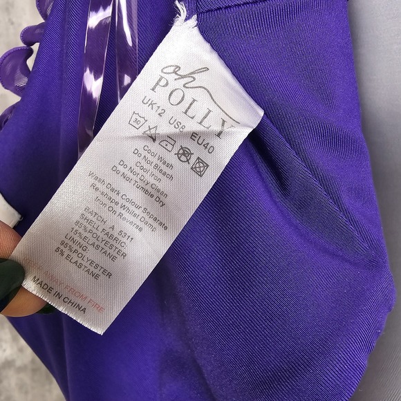 Oh‎ Polly US8  Filia Purple Frill Detail Crisscross Crop Top Corset Club Sexy - Picture 9 of 9